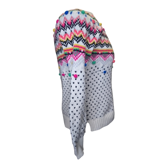 Talbots Women Sweater Pom Pom Crew Neck Petite Small Button Back - Picture 2 of 12